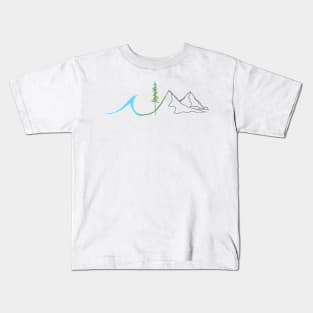 Wave Sun Tree Mountain Kids T-Shirt